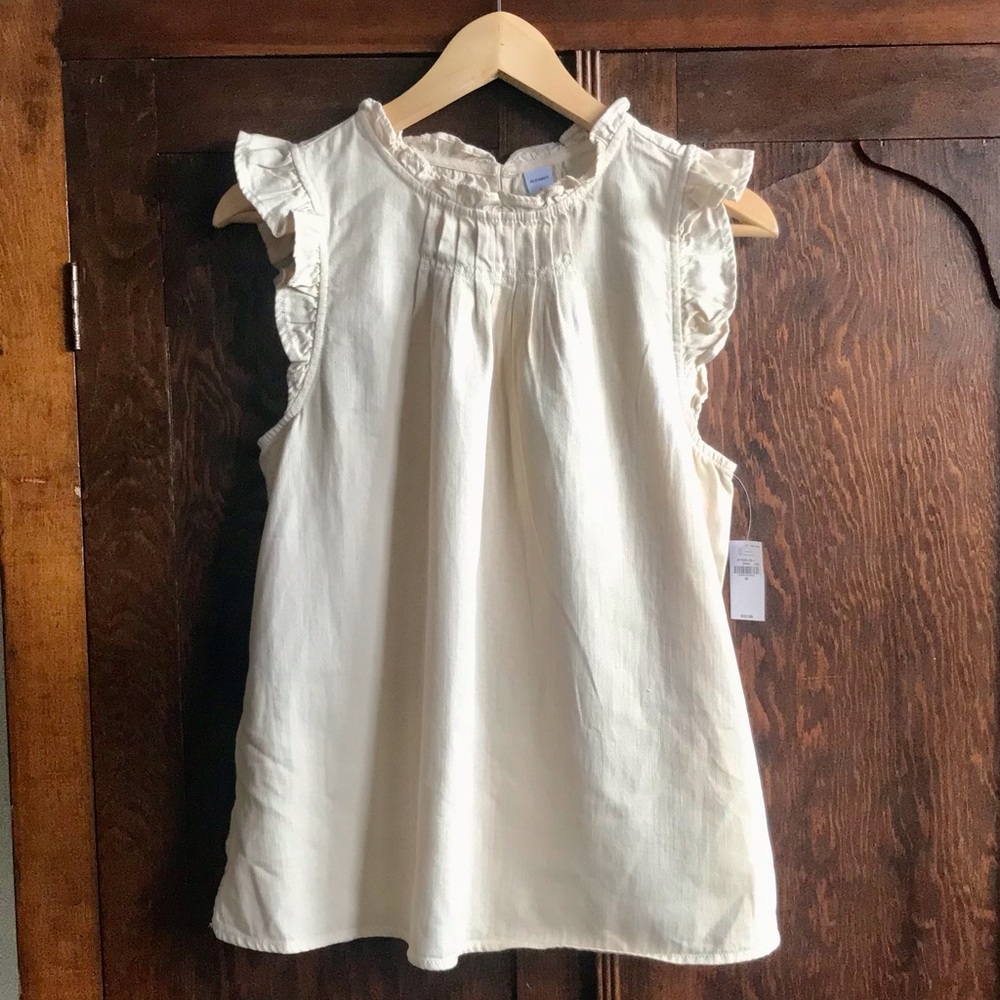 Ivory cotton flutter sleeve blouse